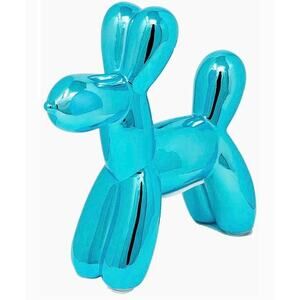 Modern Blue Balloon Dog Sculpture – Glossy Pop Art Style Decor